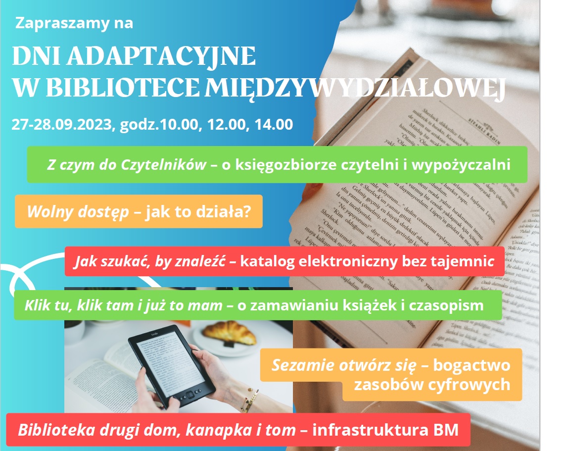 Dni Adaptacyjne w Bibliotece Międzywydziałowej 27-28 września 2023 r.
